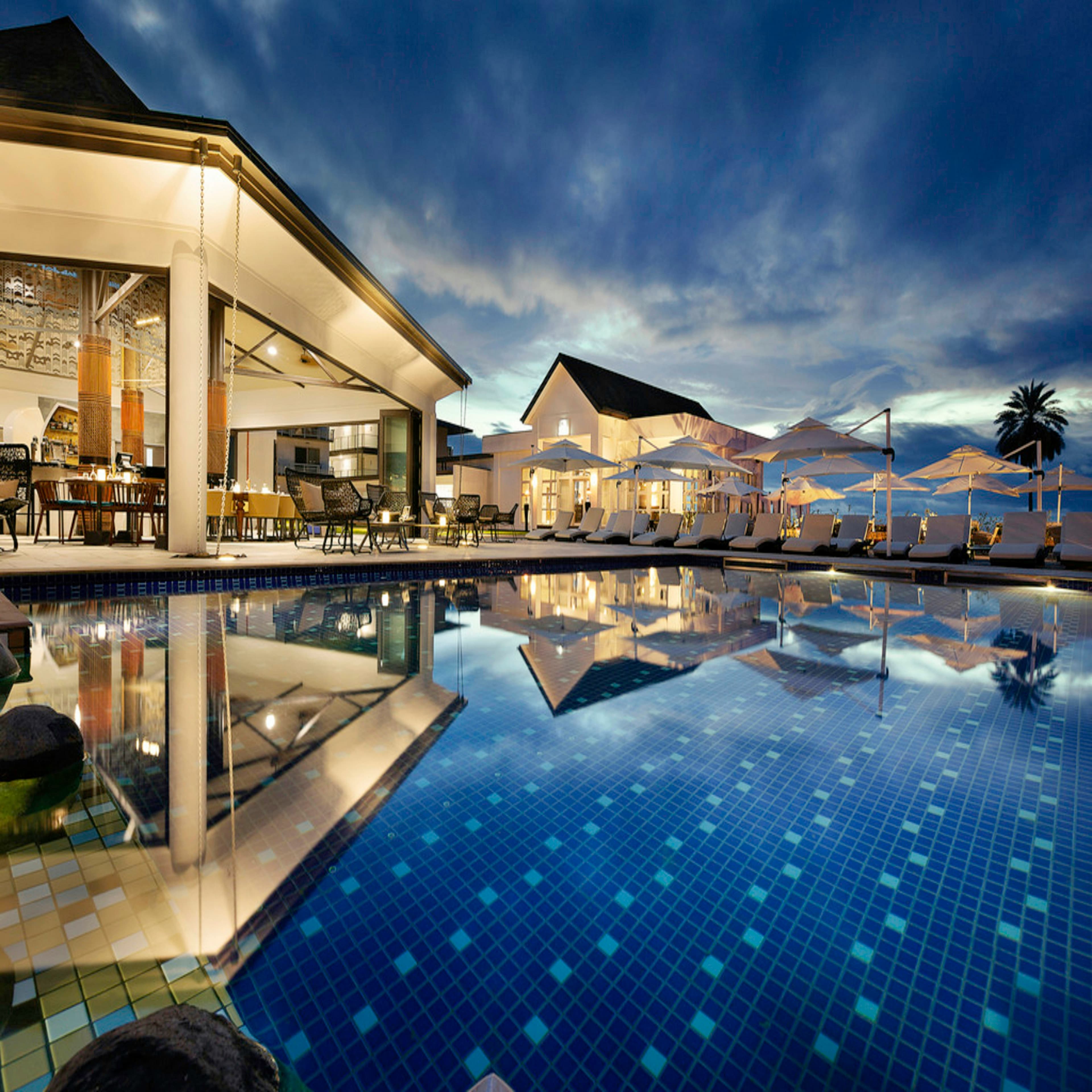 Pool loungers from above